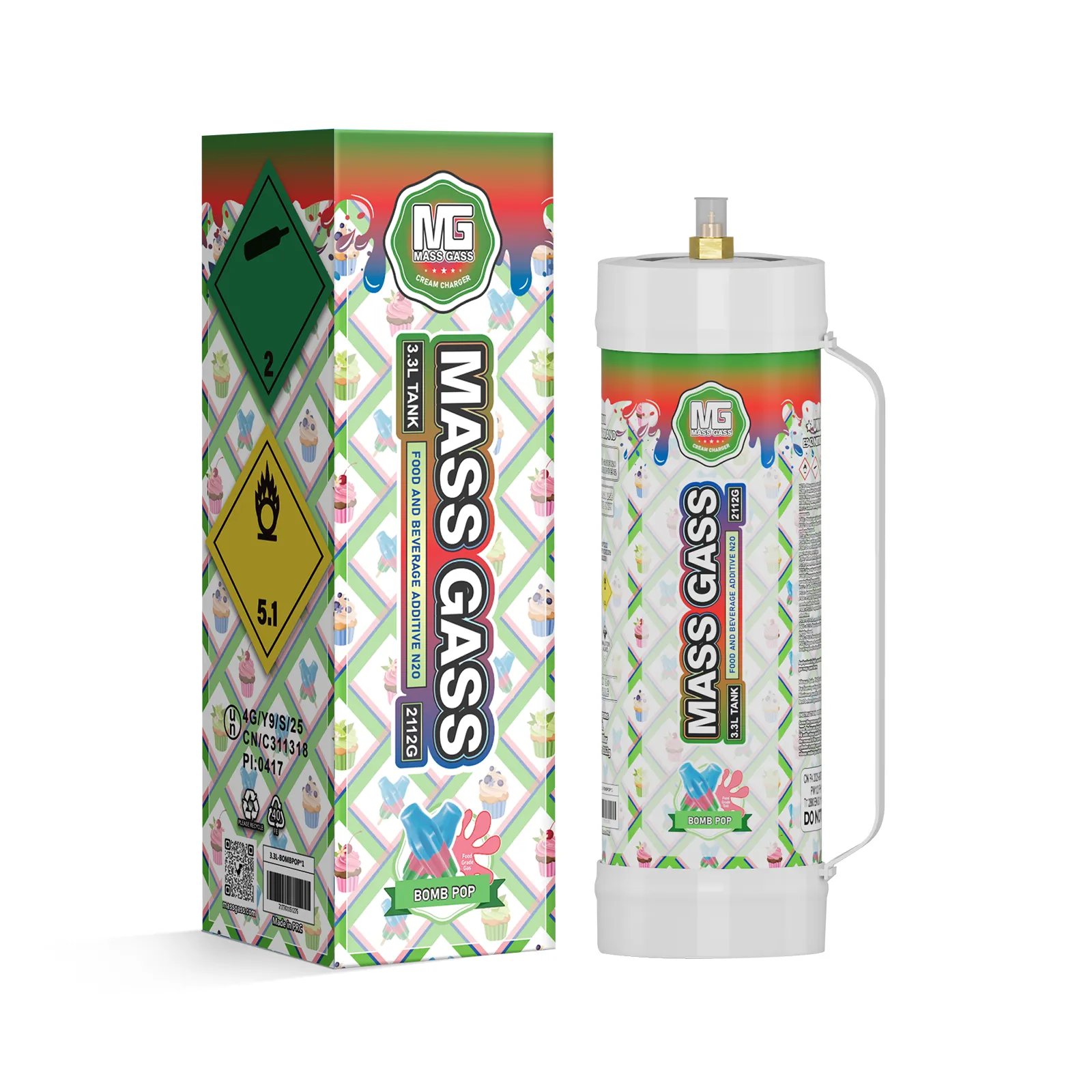 MassGass 3.3L/2112g -Bombpop Flavor Whipped Cream Charger Tanks