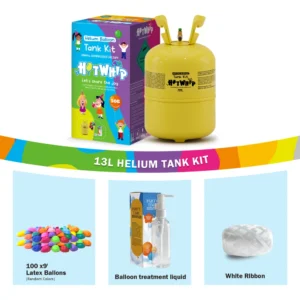 13L Helium Tank Kit (Includes 50 Assorted Latex Balloons,Balloon protector liquid and White Ribbon) - Image 3