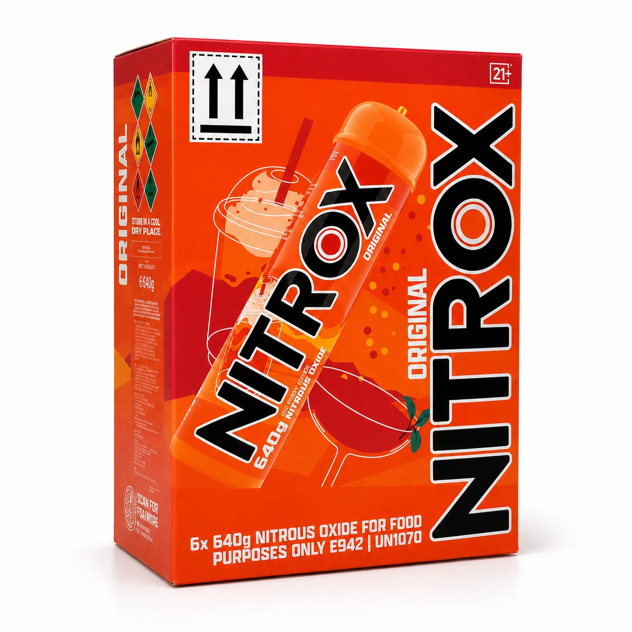 Food-Grade Nitrous Oxide Tank 99% Pure 6 PACK (640g / 321 liters) (HAZMAT INCLUDED ) - Image 2